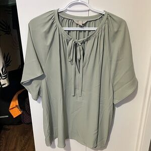 H&M Sage Green Blouse with Tie Neck